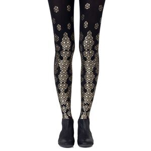 Zohara Geometric Tights Gold Pattern Women Blackgold